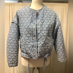 Blank NYC Cotton Heart Embroidered Quilted Cropped Jacket